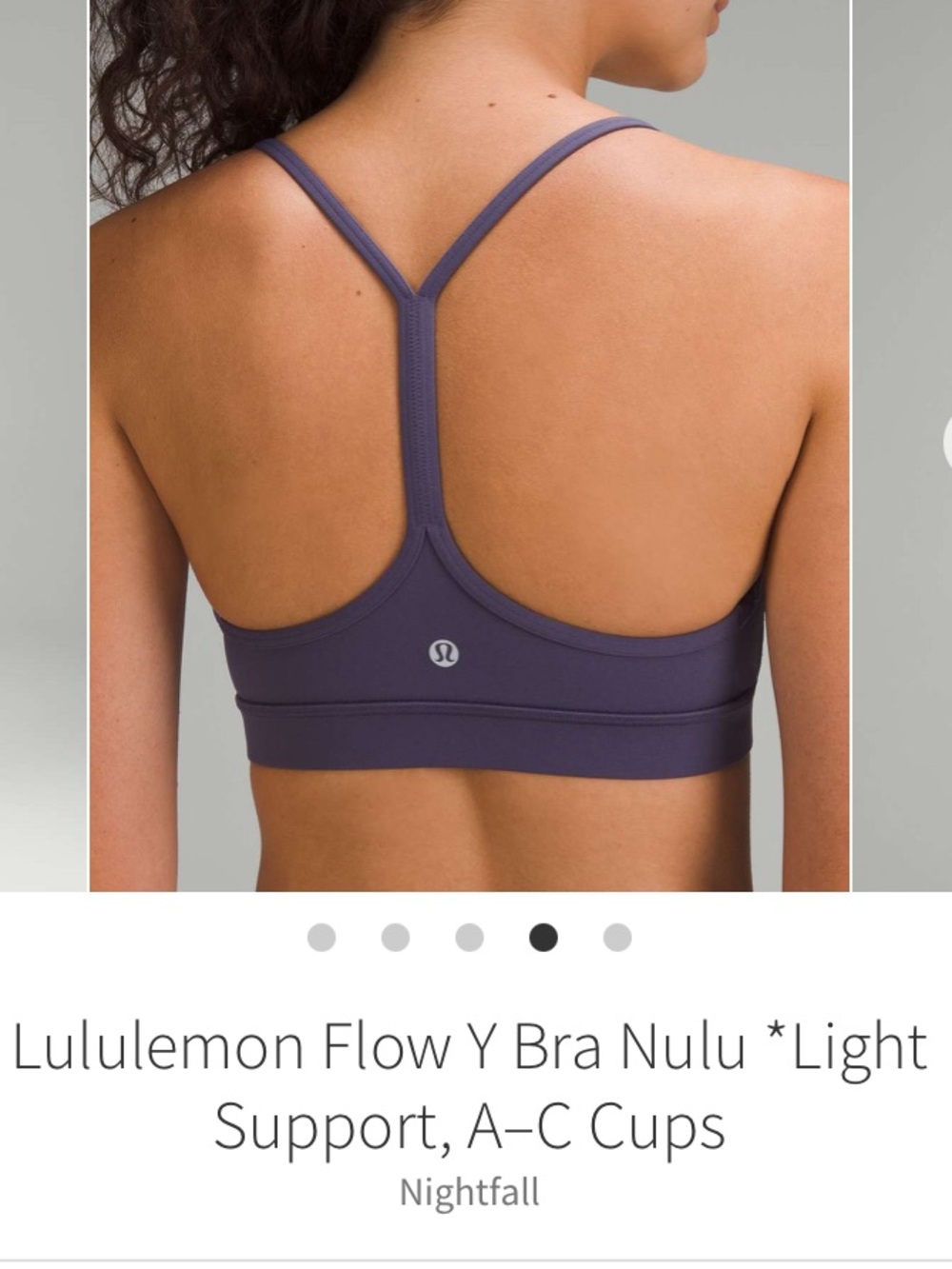 Lululemon Flow Y Bra in Nightfall (Grey - Purple) Size 4 Excellent Condition